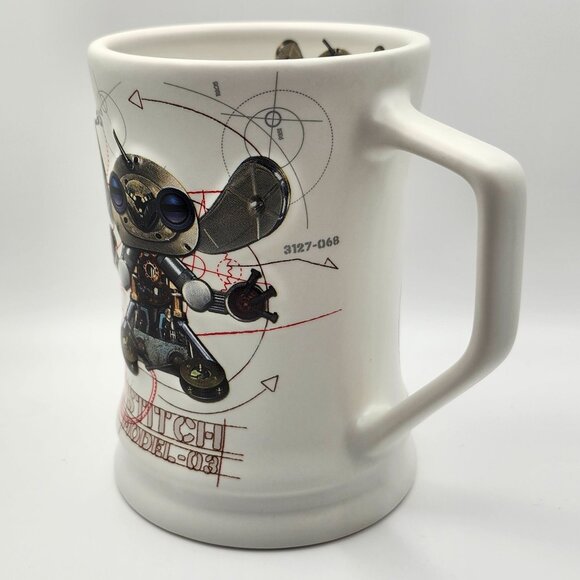 Disneyland Disney Parks Stitch Model 03 3D Embossed White 16oz Coffee Mug - Picture 7 of 9